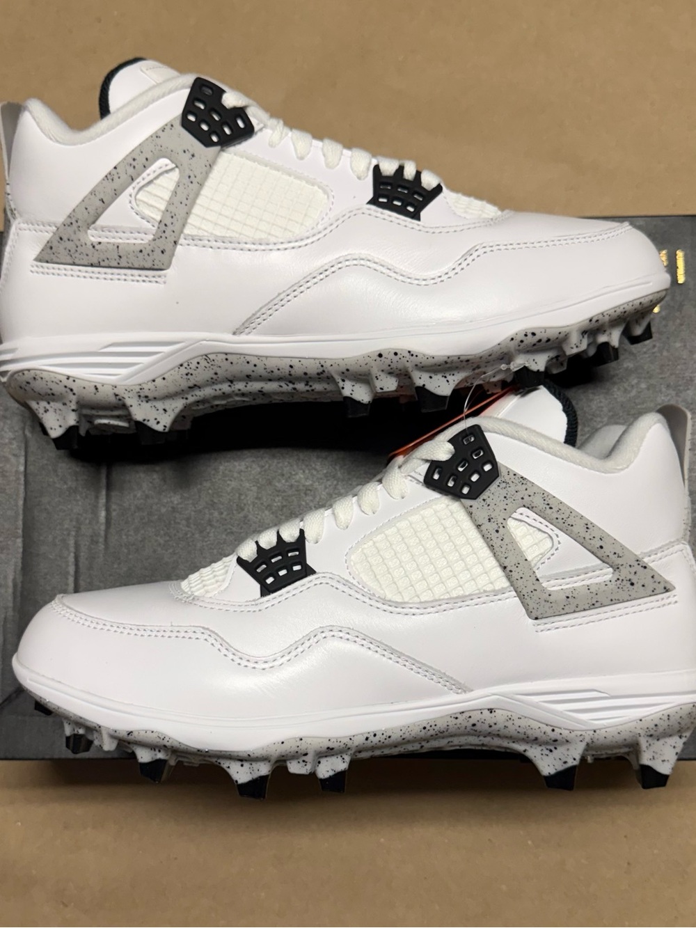Nike Air Jordan 4 Retro TD Cleat White Cement Mens size 9 Football Shoes NEW!